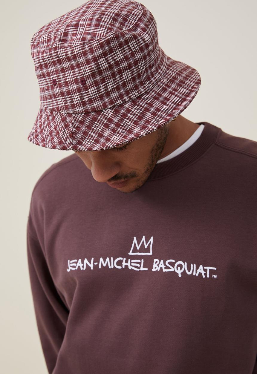 Cotton On - Basquiat oversized crew sweater - lcn bsq woodchip/sketch book