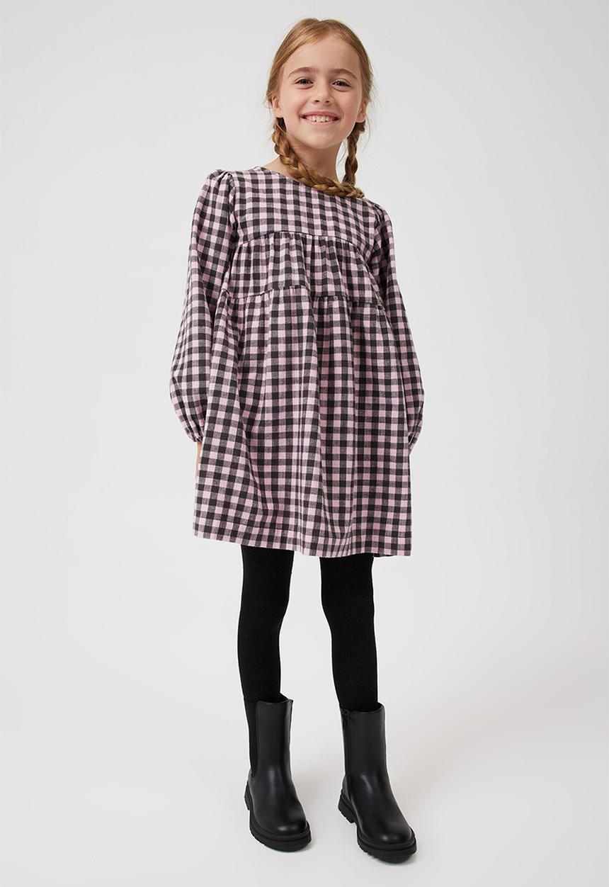 Cotton On - Mila long sleeve dress - marshmallow gingham