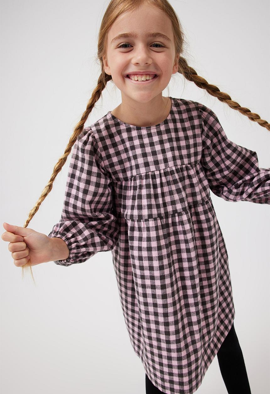 Cotton On - Mila long sleeve dress - marshmallow gingham