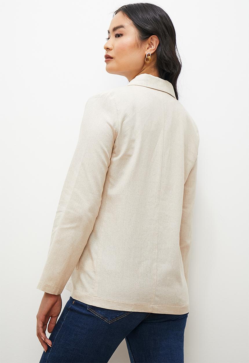 edit - Linen longline blazer - oatmeal