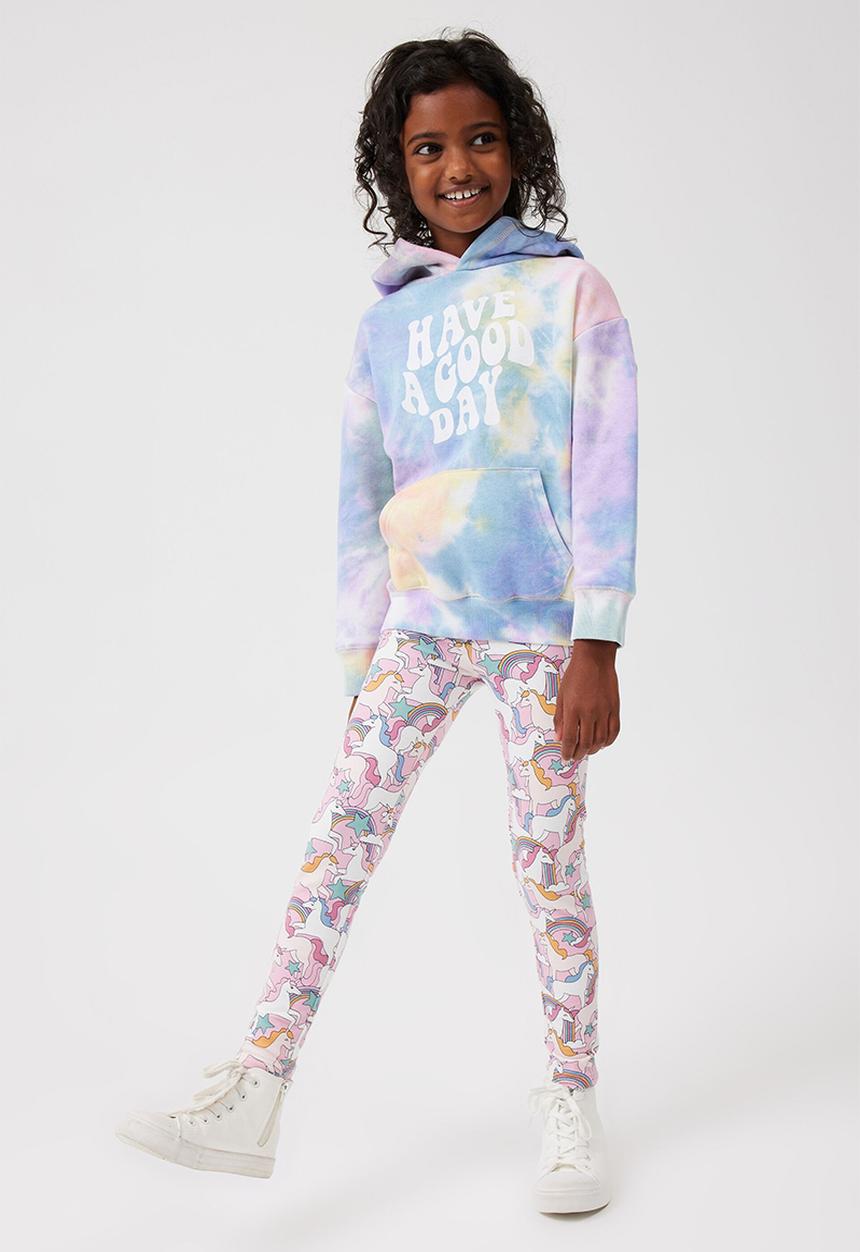 Cotton On - Emerson slouch hoodie - rainbow tie dye/have a good day