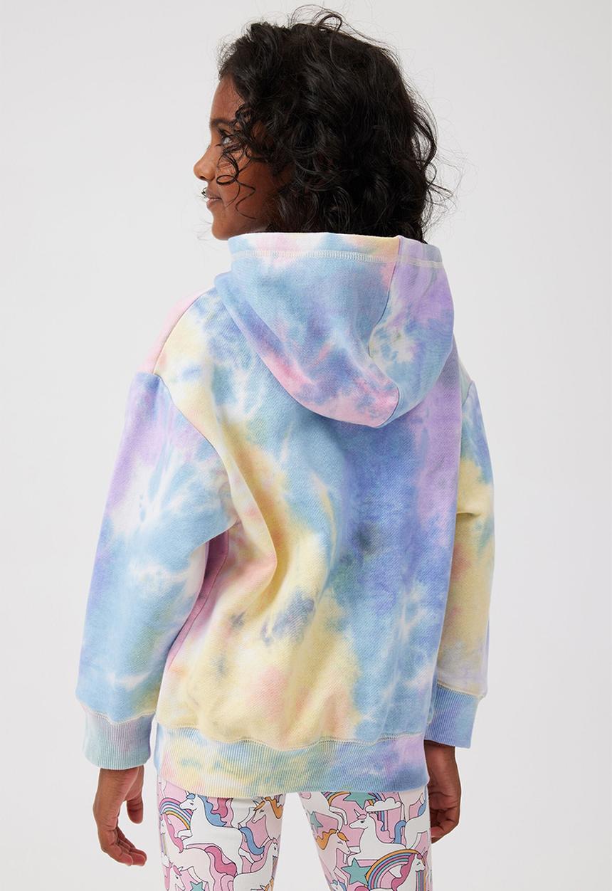 Cotton On - Emerson slouch hoodie - rainbow tie dye/have a good day