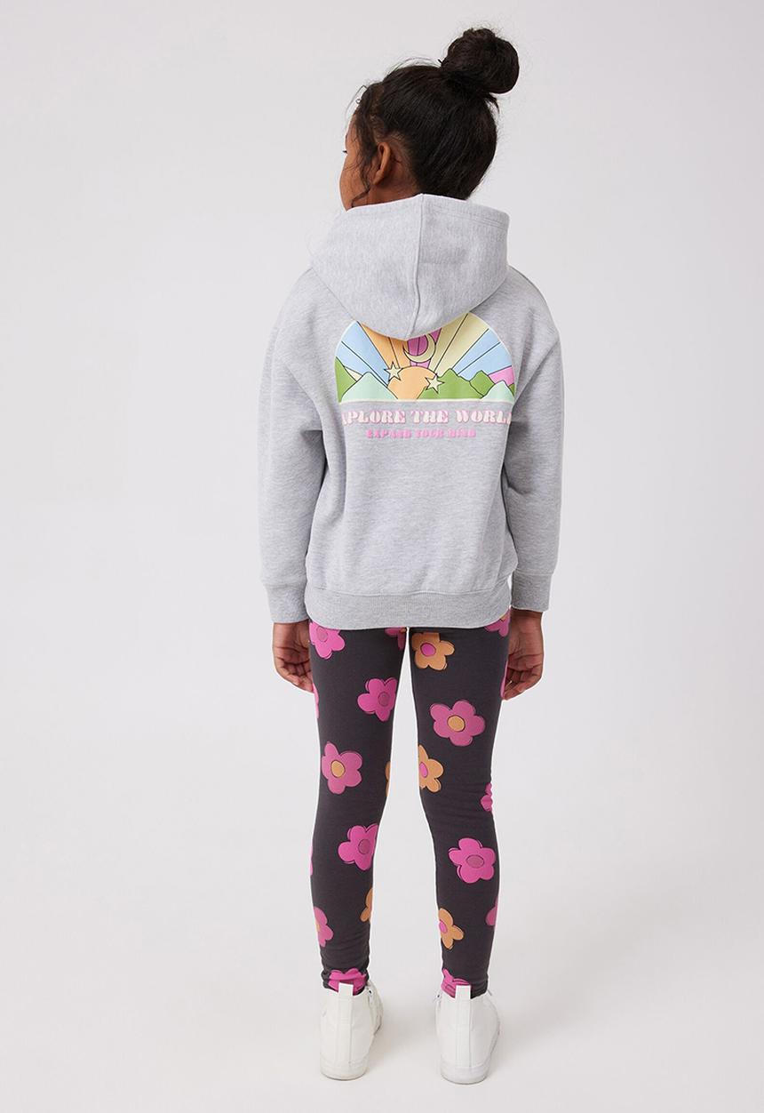 Cotton On - Emerson slouch hoodie - grey marle/rainbow