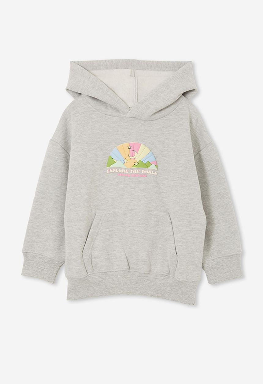 Cotton On - Emerson slouch hoodie - grey marle/rainbow
