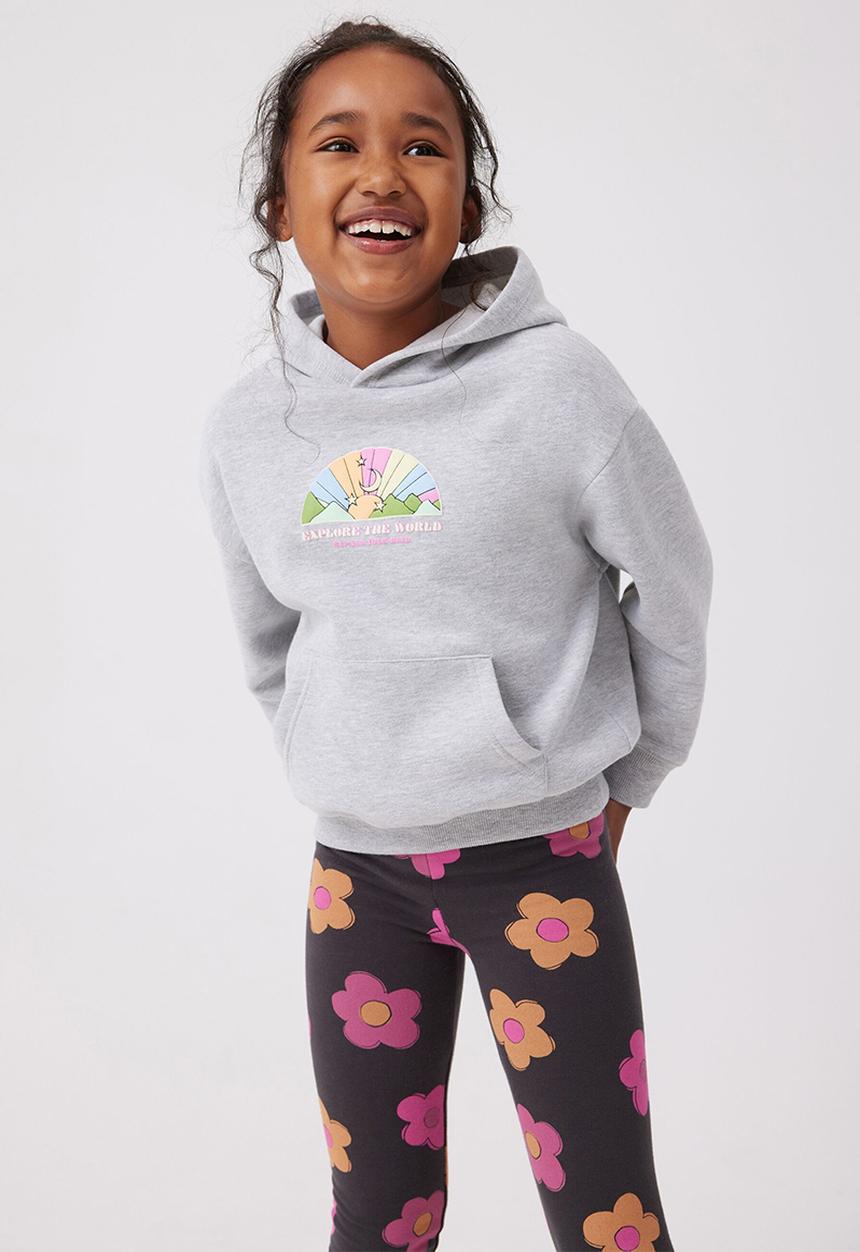 Cotton On - Emerson slouch hoodie - grey marle/rainbow