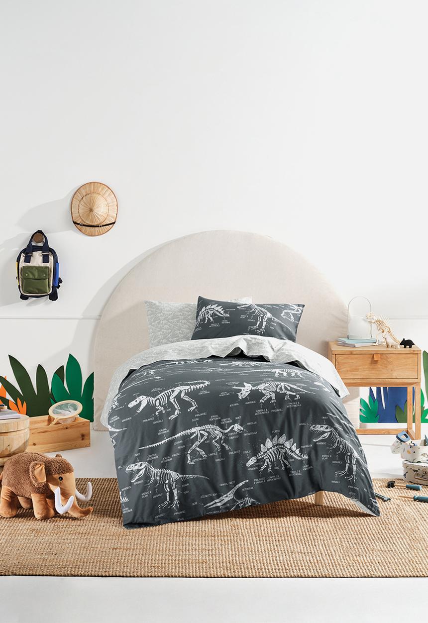 Linen House - Dino Dig Duvet Cover Set - grey