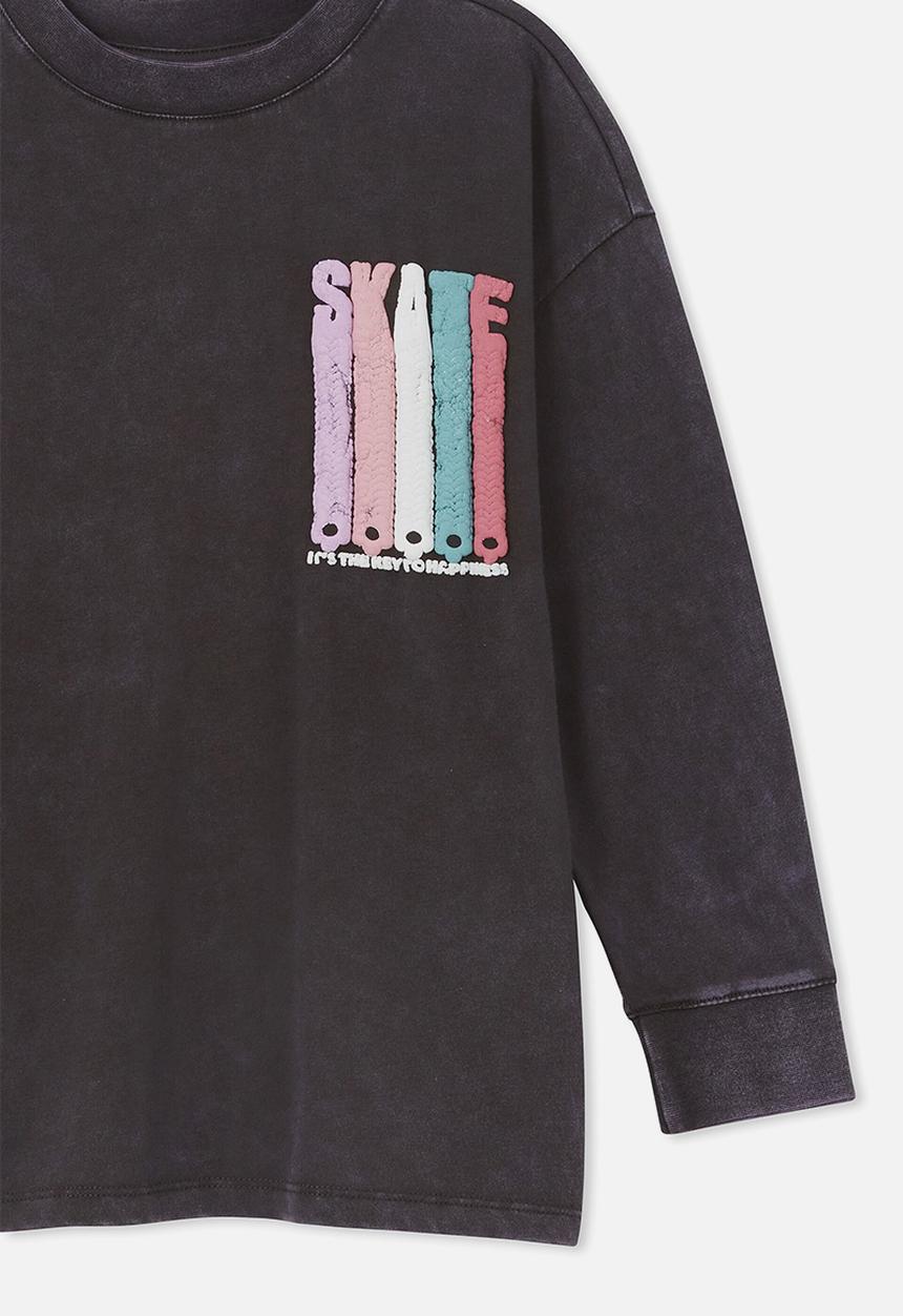 Cotton On - Scout long sleeve tee - phantom & skate
