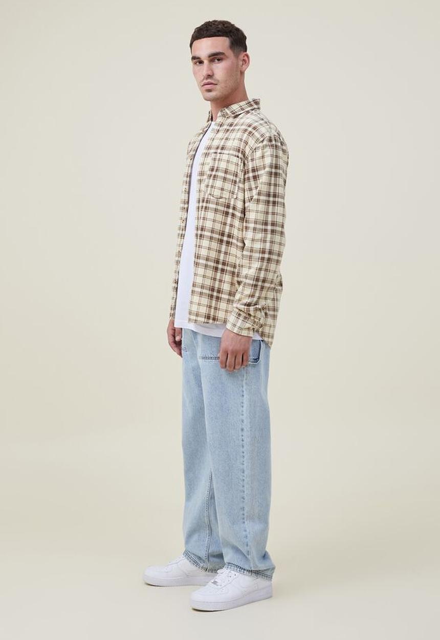 Cotton On - Boston long sleeve shirt - washed yellow check