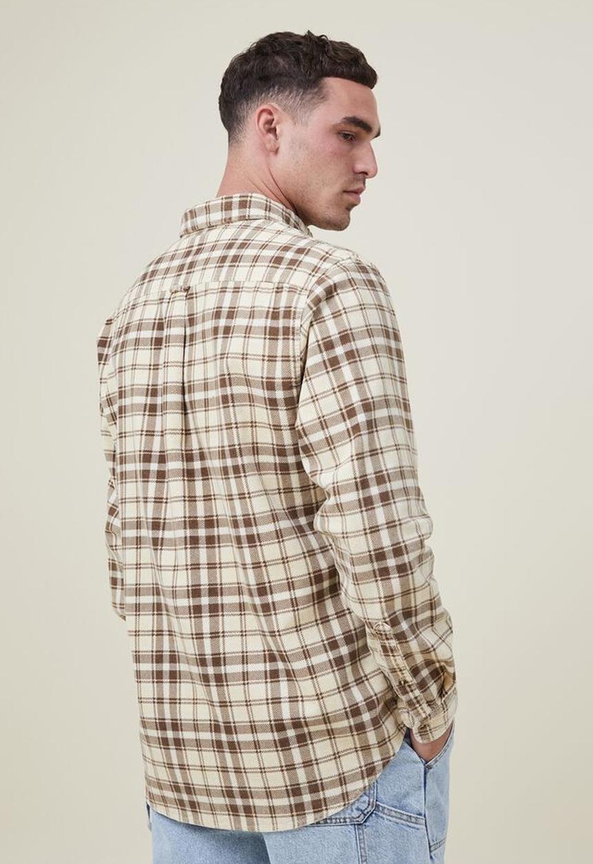 Cotton On - Boston long sleeve shirt - washed yellow check
