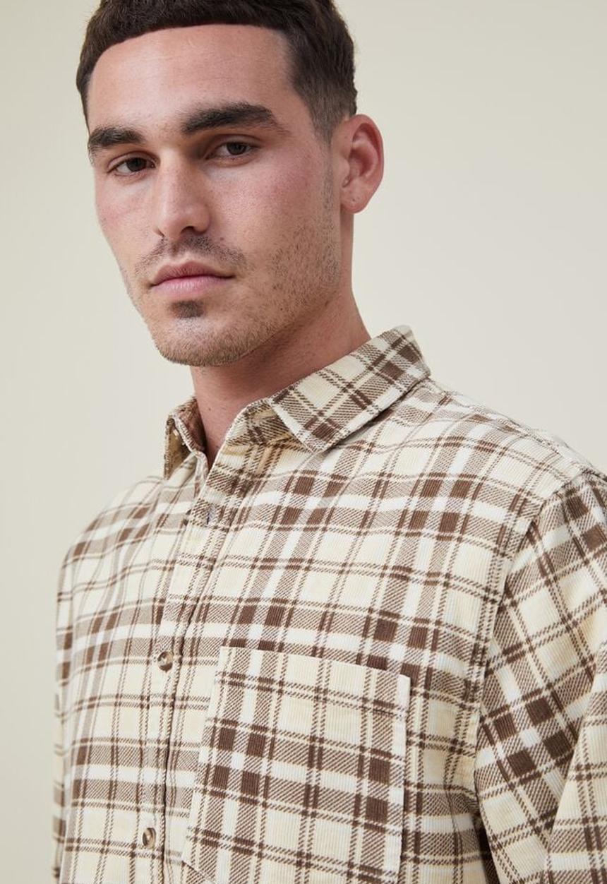 Cotton On - Boston long sleeve shirt - washed yellow check