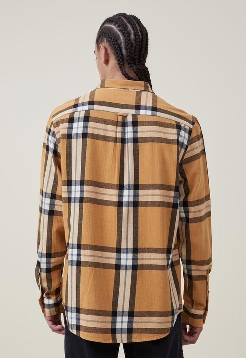 Cotton On - Boston long sleeve shirt - mustard big check