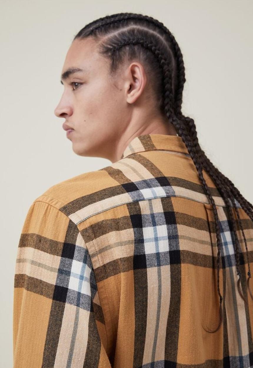 Cotton On - Boston long sleeve shirt - mustard big check