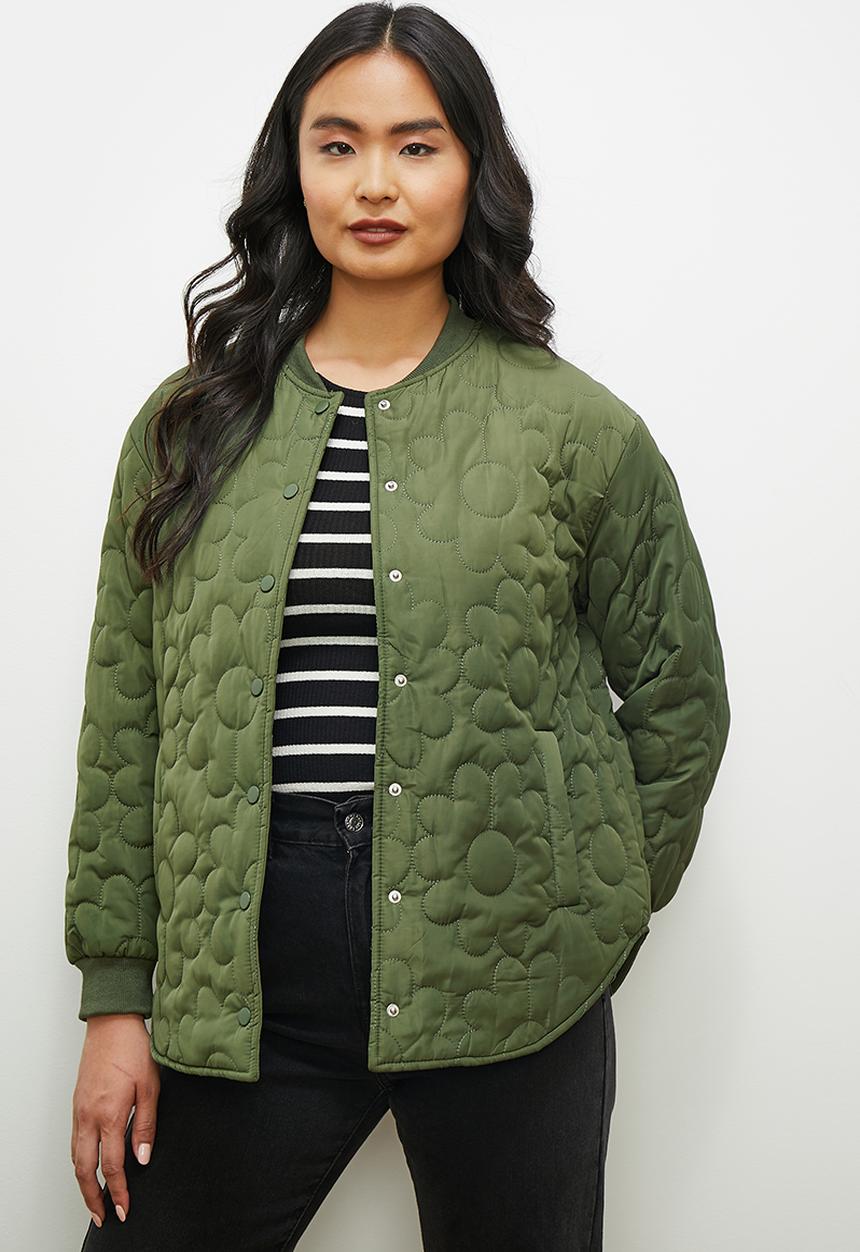 edit - Floral quilted puffer - new olive