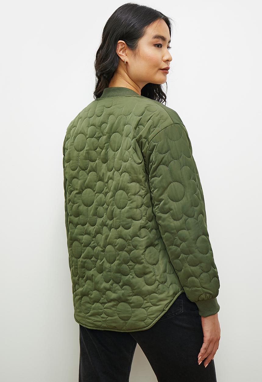 edit - Floral quilted puffer - new olive