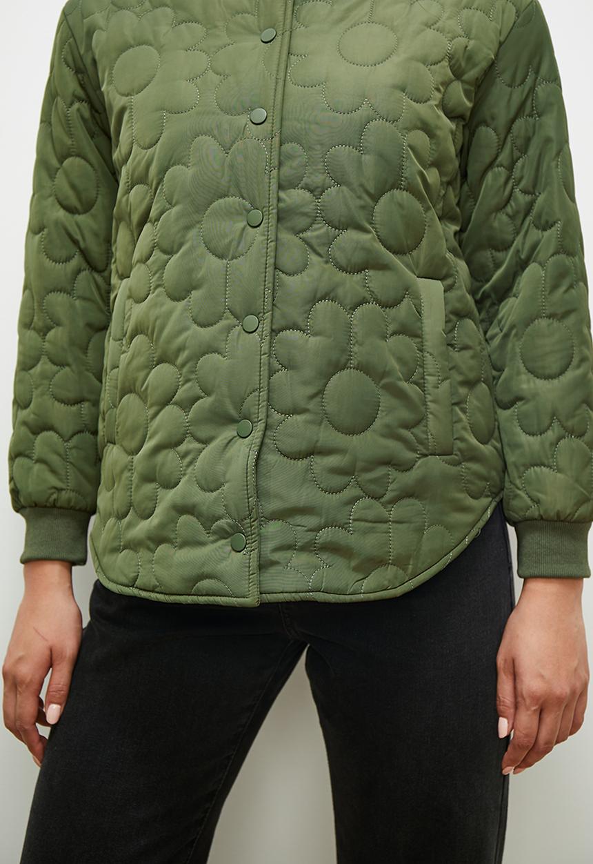 edit - Floral quilted puffer - new olive