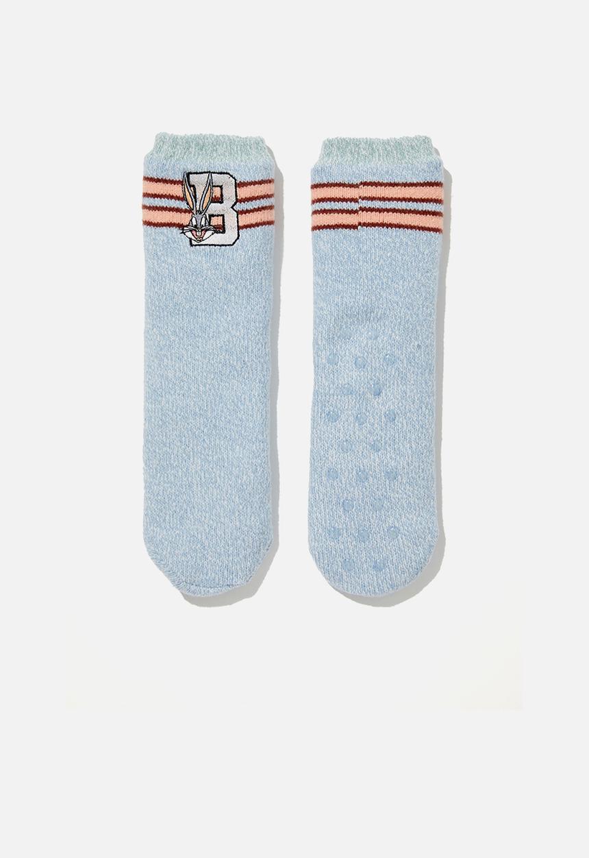 Cotton On - Kids license slipper socks - lcn wb dusty blue/bugs