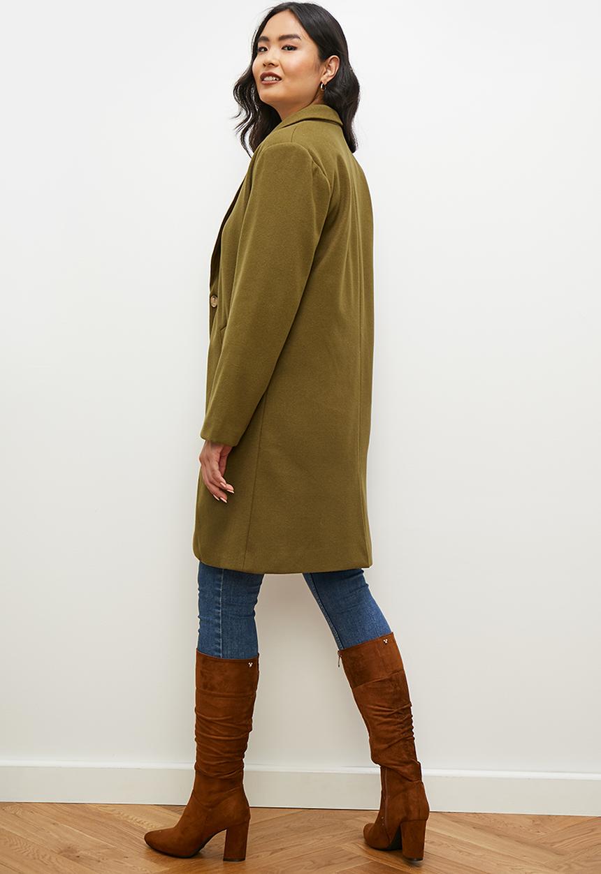 edit - Midi single breasted coat - olive