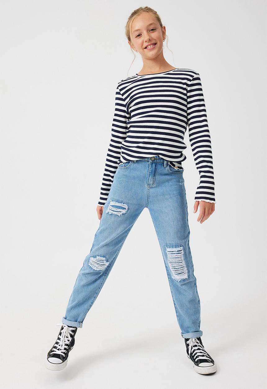 Cotton On - Jemma crew - vanilla/navy blazer stripe