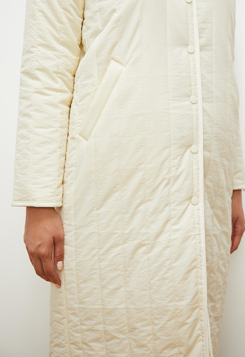 edit - Collarless puffer coat - ecru