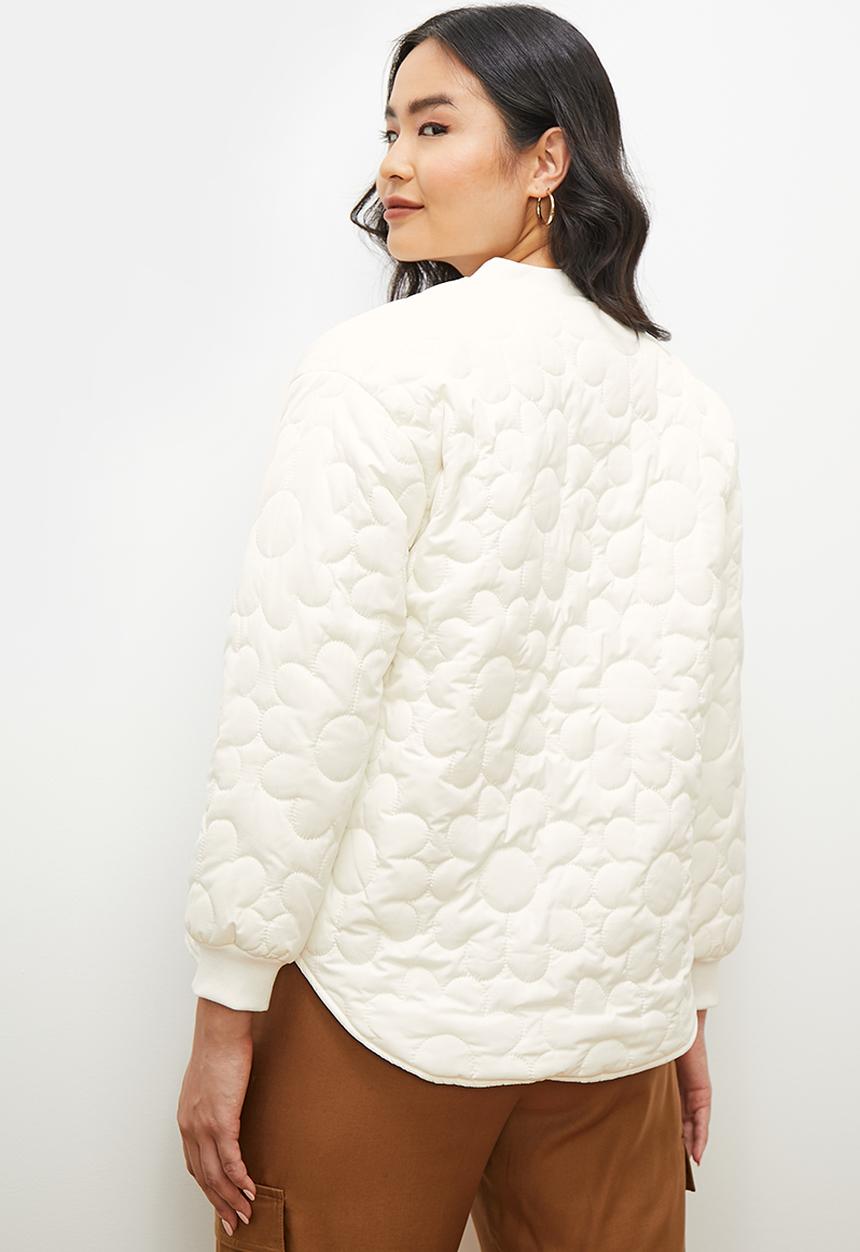 edit - Floral quilted puffer - ecru