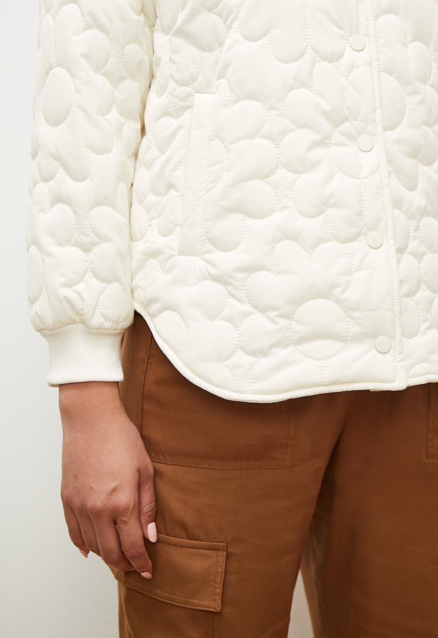 edit - Floral quilted puffer - ecru