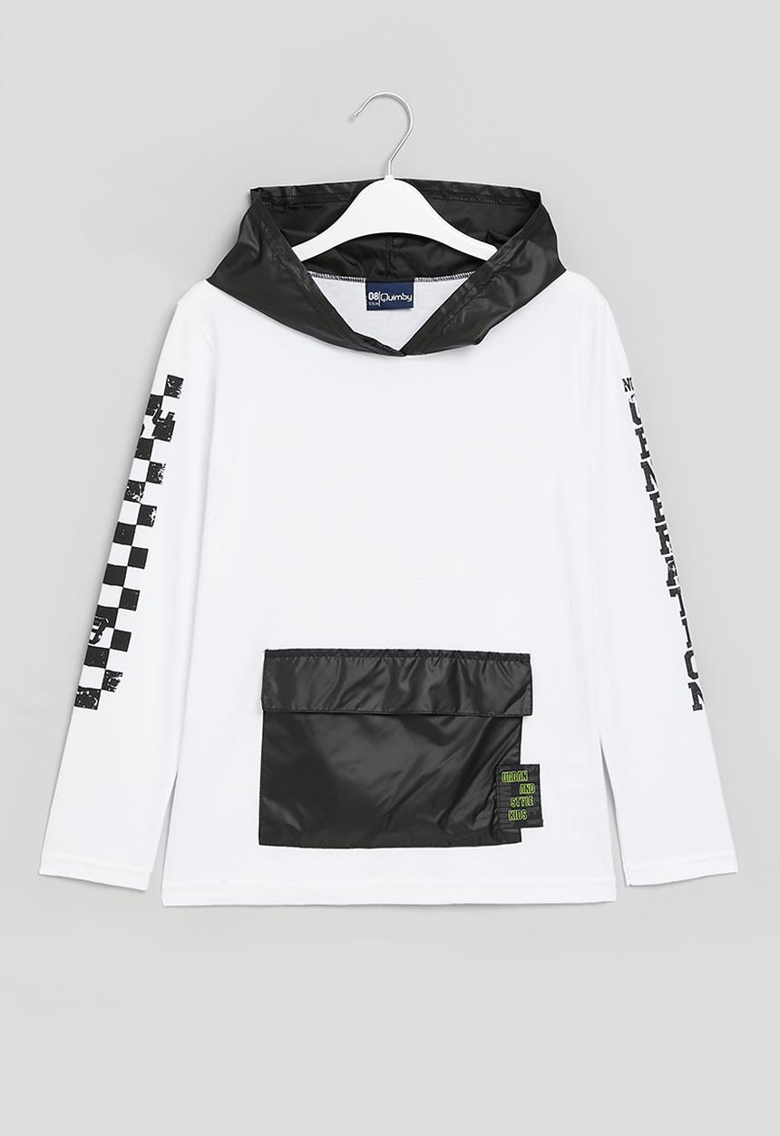 Quimby - Single jersey t-shirt w/ woven details - white