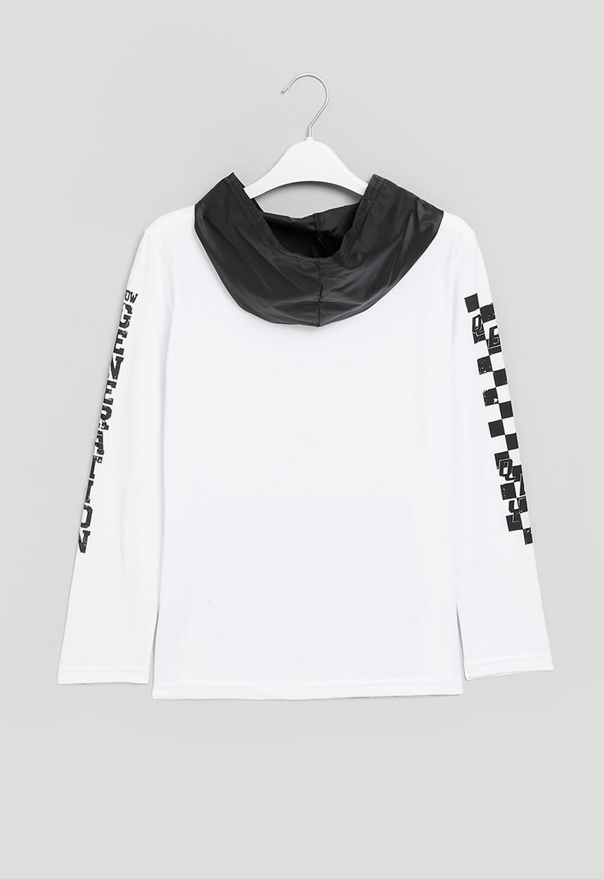 Quimby - Single jersey t-shirt w/ woven details - white