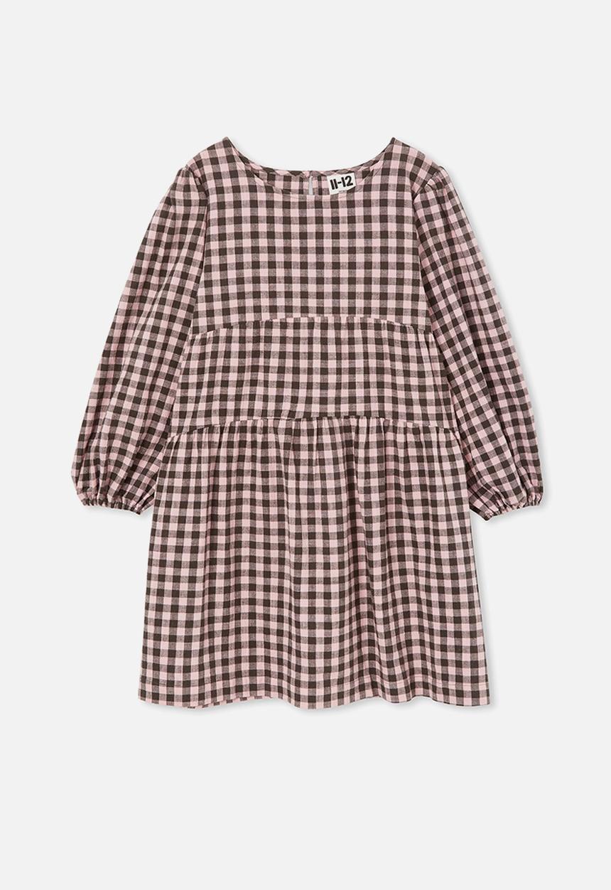 Cotton On - Julia long sleeve dress - marshmallow gingham