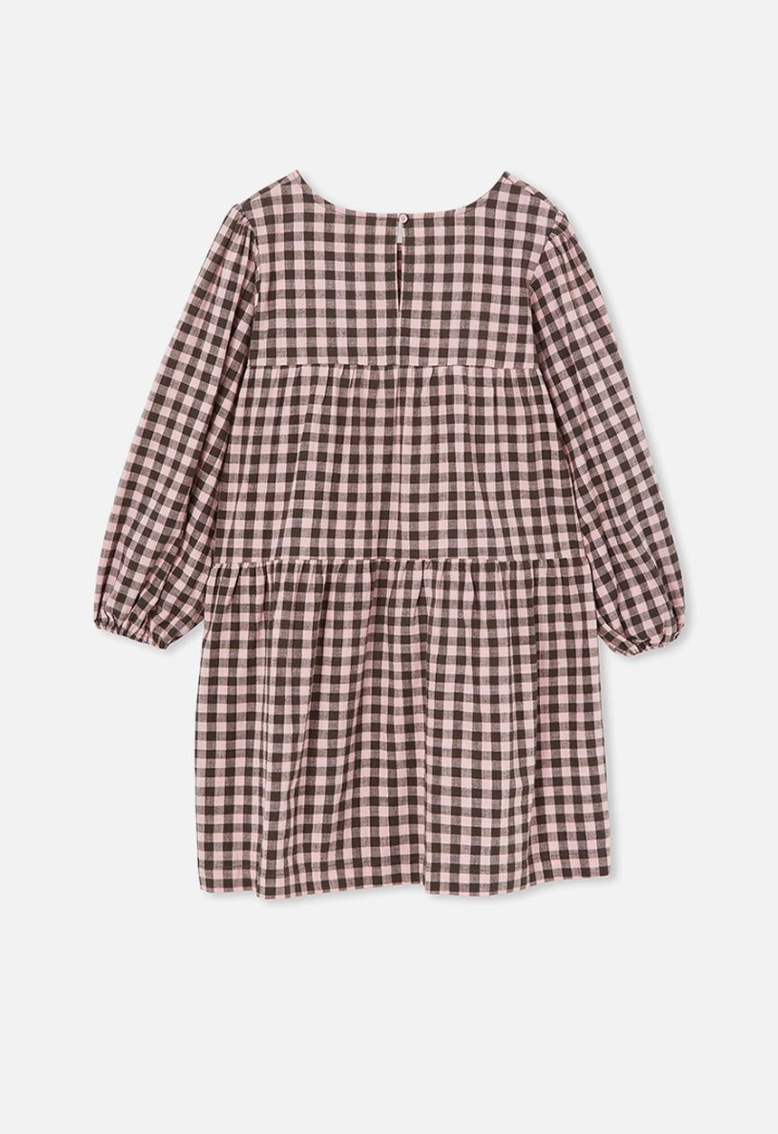 Cotton On - Julia long sleeve dress - marshmallow gingham