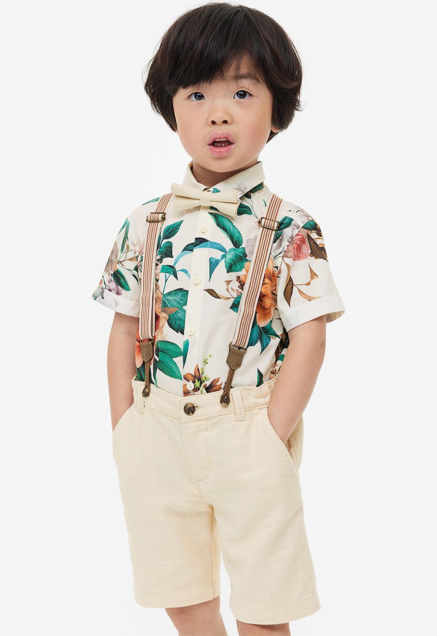 H&M - 3-Piece cotton set - white/floral