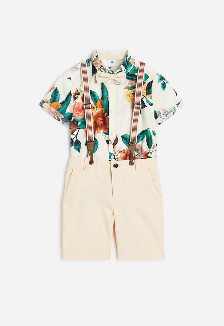 H&M - 3-Piece cotton set - white/floral