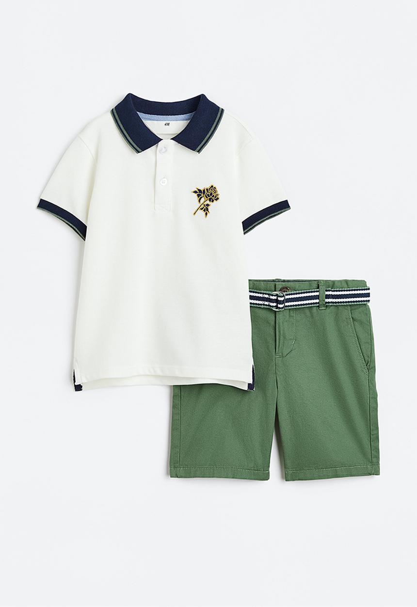 H&M - 2-Piece set - white/dark green