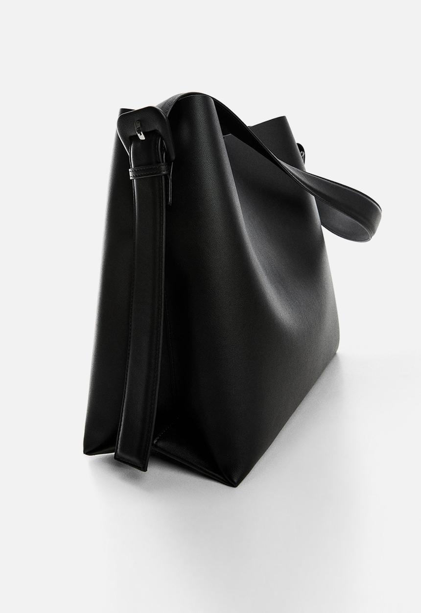 MANGO - Shopper bag with buckle - black