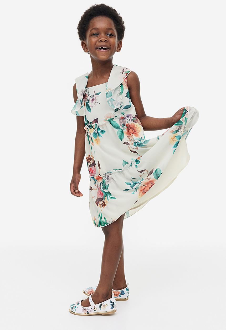 H&M - Patterned chiffon dress - white/floral