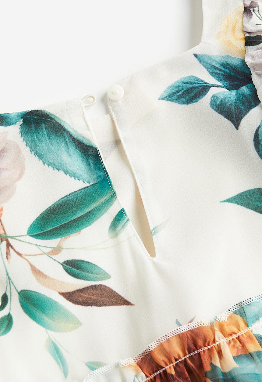 H&M - Patterned chiffon dress - white/floral