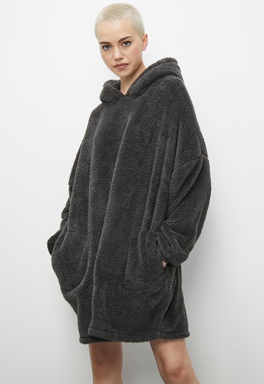 Blake - Plush sleep hoodie - dark grey