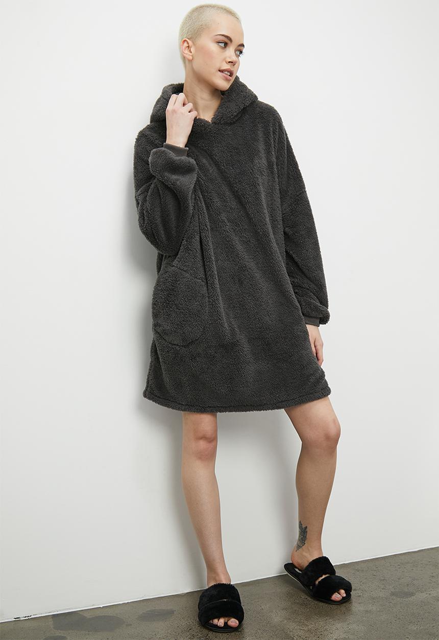 Blake - Plush sleep hoodie - dark grey