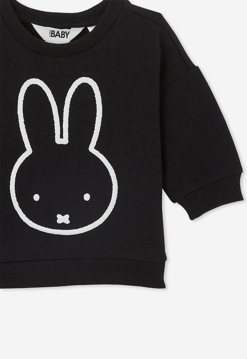 Cotton On - Alma drop shoulder sweater lcn - lcn mif black/miffy outline