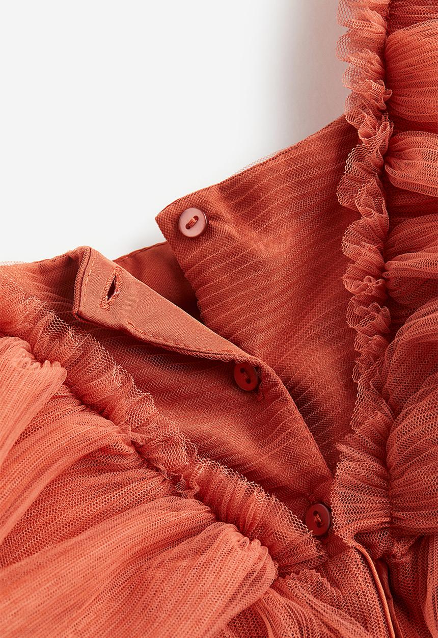 H&M - Pleated tulle dress - rust brown