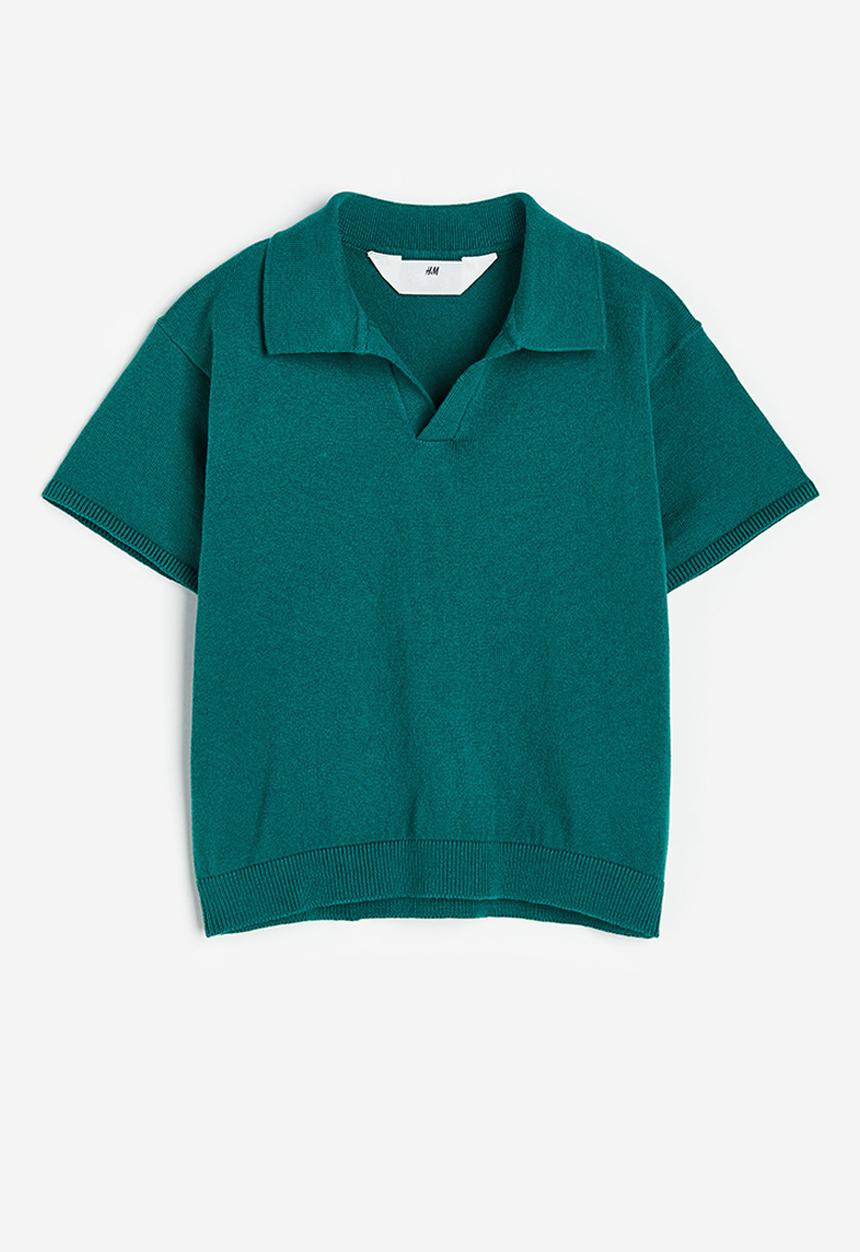 H&M - Knitted polo shirt - dark green