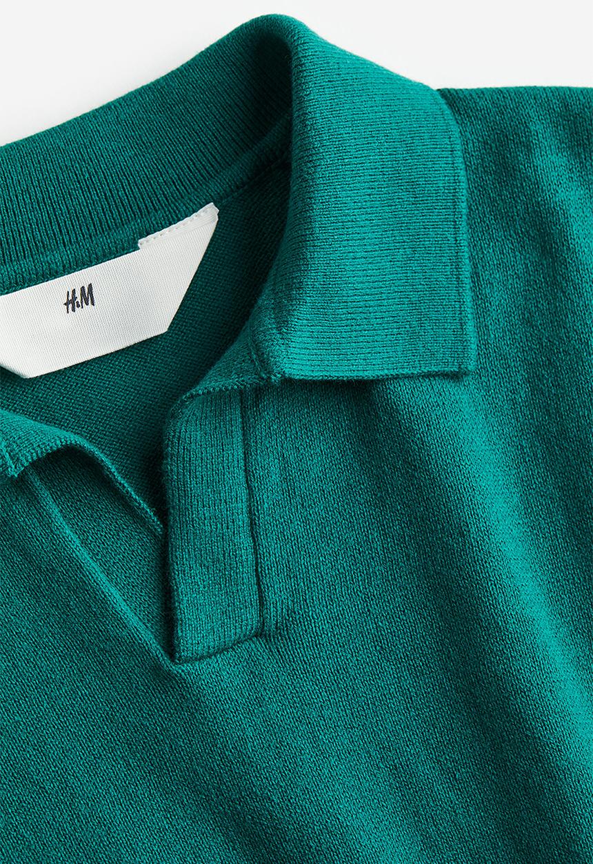 H&M - Knitted polo shirt - dark green