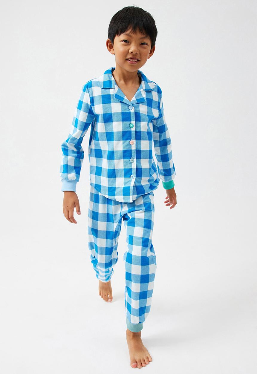 Cotton On - William long sleeve pyjama set - blue punch & gingham check