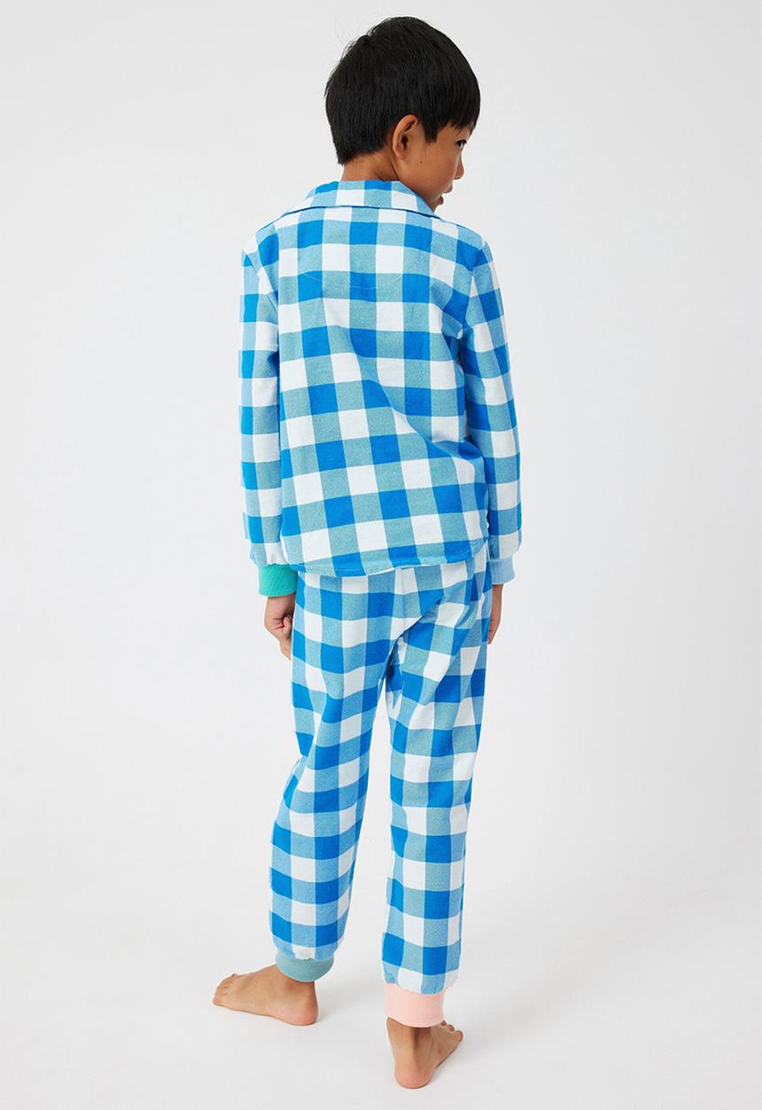 Cotton On - William long sleeve pyjama set - blue punch & gingham check