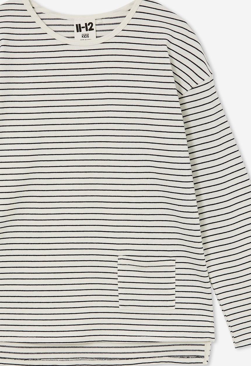 Cotton On - Pia long sleeve tee - vanilla/navy blazer stripe