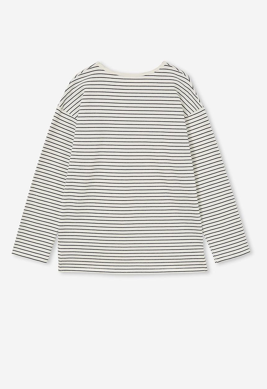 Cotton On - Pia long sleeve tee - vanilla/navy blazer stripe