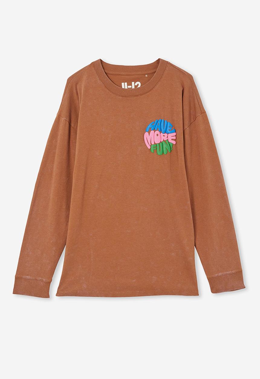 Cotton On - Rhiannah long sleeve tee - coco jumbo/have more fun