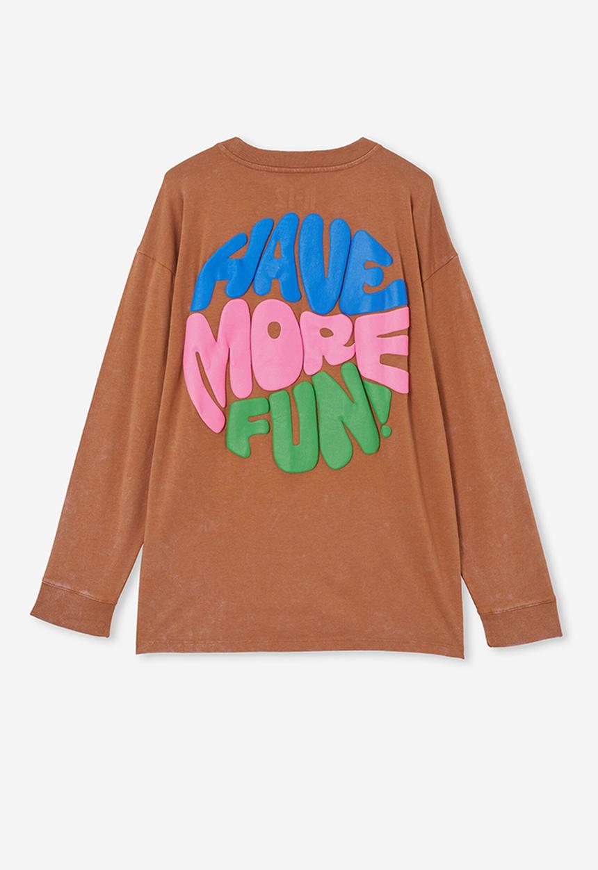 Cotton On - Rhiannah long sleeve tee - coco jumbo/have more fun