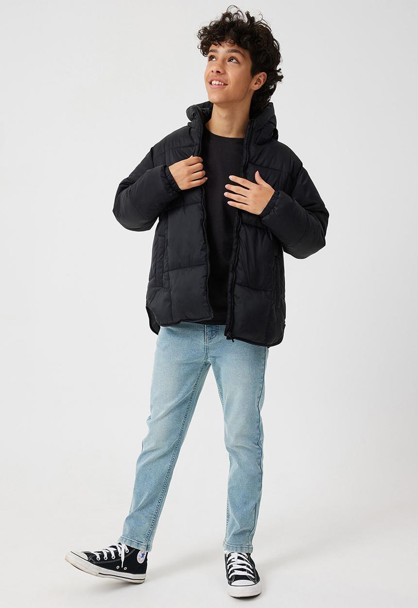 Cotton On - Super hooded puffer jacket - black