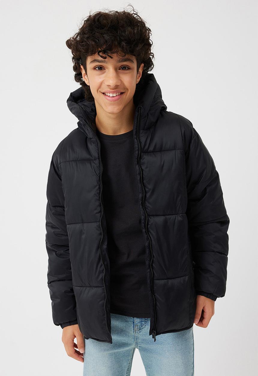 Cotton On - Super hooded puffer jacket - black