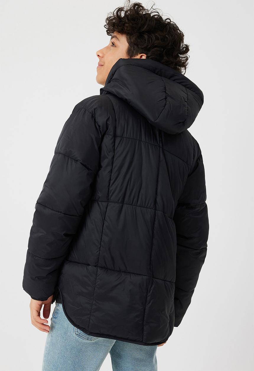 Cotton On - Super hooded puffer jacket - black